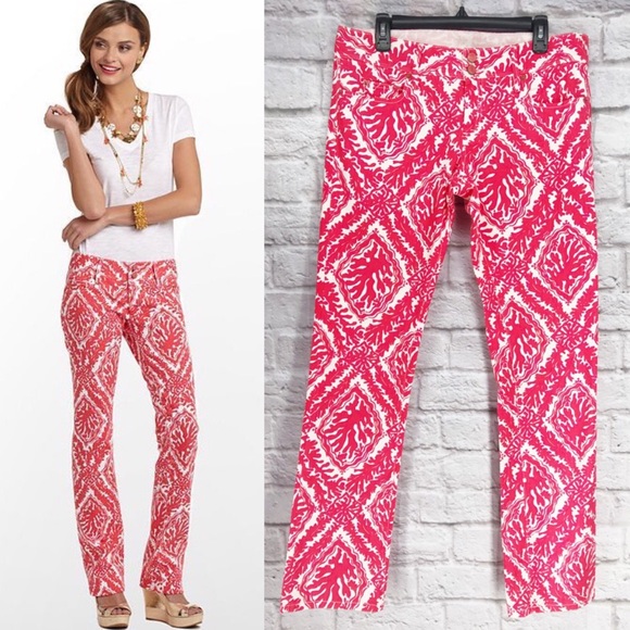 Lilly Pulitzer Denim - Lilly Pulitzer Worth Straight Jeans Coral Reef Red